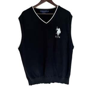U.S. Polo Assn Black V-Neck Sweater Vest- Size 2XL